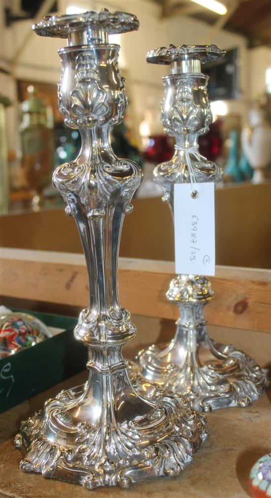 2 Victorian plated candlesticks